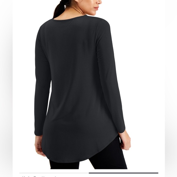 JM Collection V-Neck Pleat-Front Tunic, Deep Black - Size L - Picture 3 of 3